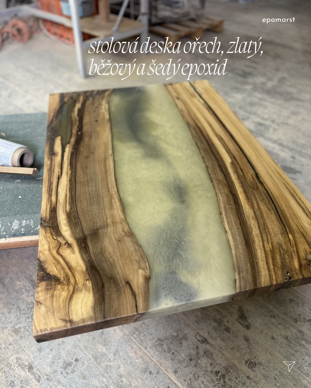 epoxidový stůl ořech marble